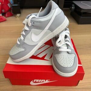New! Nike Dunk Low Pure Platinum/White/Wolf Grey Little kids 1Y